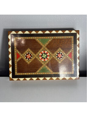Decorative Vintage Molero 209/5 Mosaic Wood Inlay Trinket Jewelry Box Spain